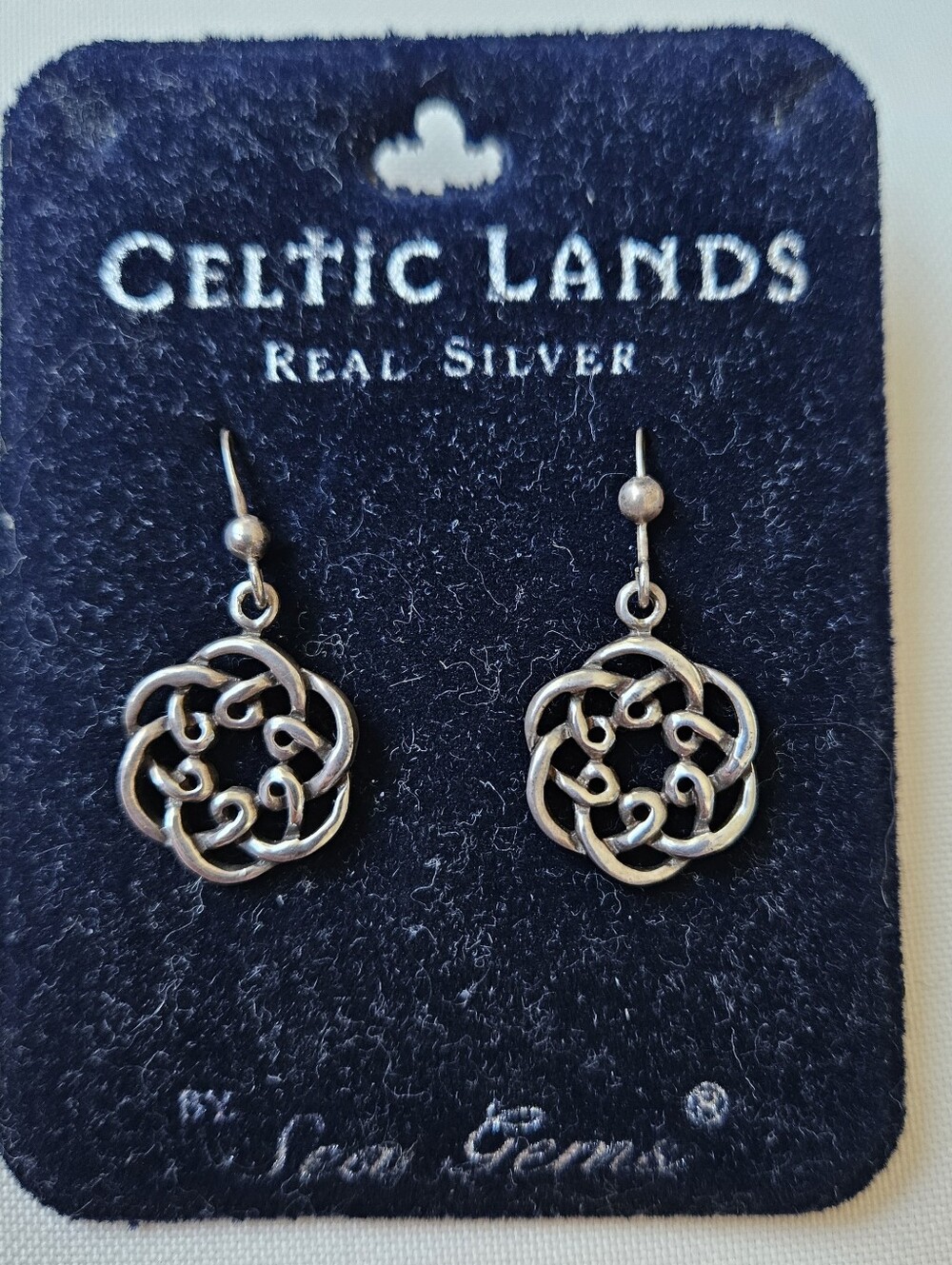NWT Celtic Lands Sea Gems Real Silver Celtic Knot Earrings